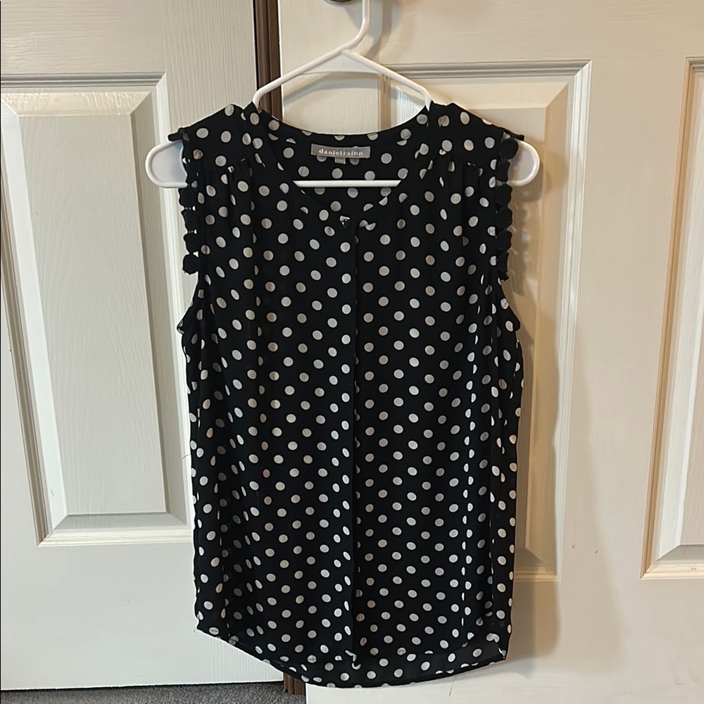 Black Polka Dot Sleeveless Top